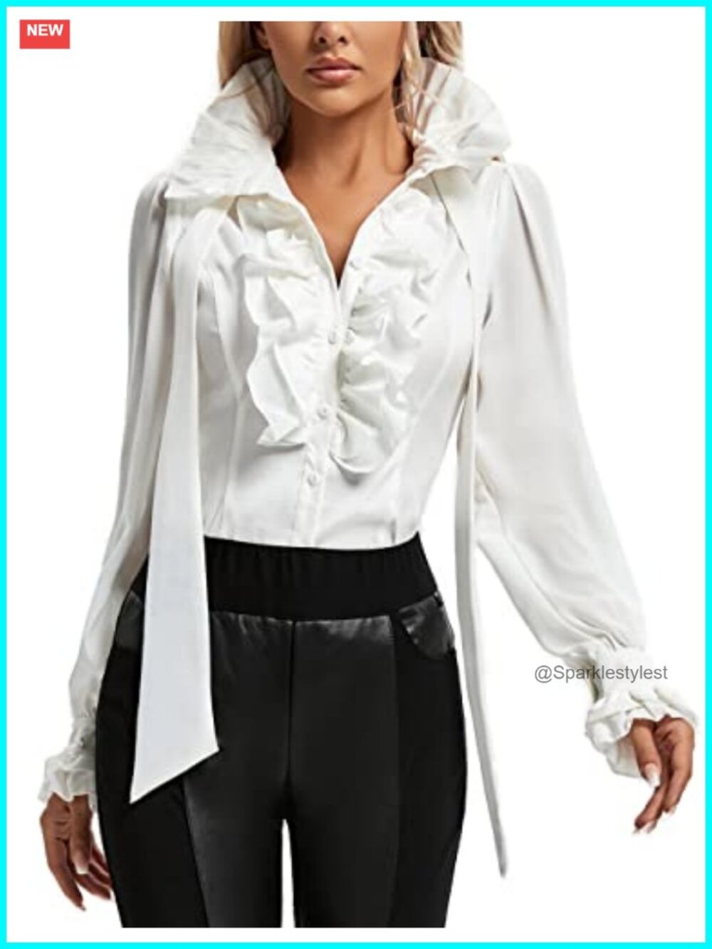Victorian Gothic Ruffled Blouse Steampunk Renaissance Costume Top